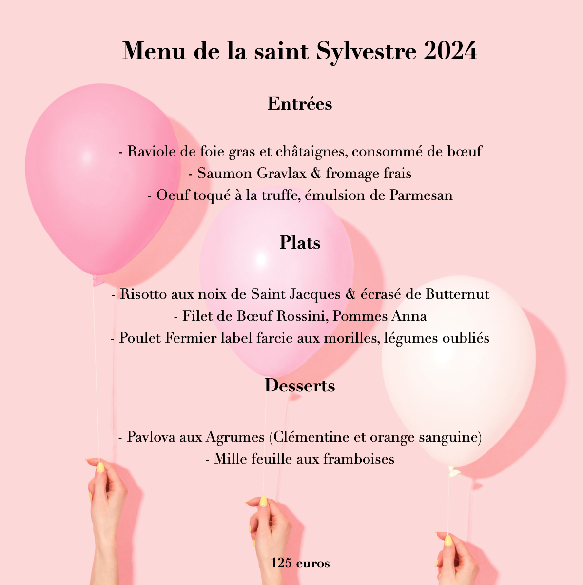 Menu de la Saint Sylvetre